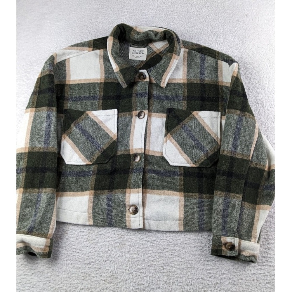 Ashley Outerwear Flannel Crop Top Women's Large Plaid